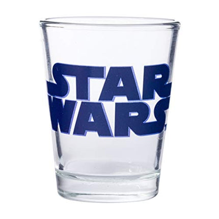Silver Buffalo Star Wars Original Trilogy: A New Hope, Empire Strikes Back, Return of the Jedi - 4 Pack Mini Glasses Featuring Yoda, Luke, Darth Vader, Han Solo, Chewbacca, Princess Leia, Ewok, 1.5oz