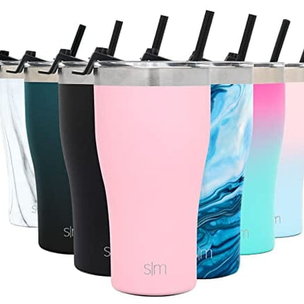 Simple Modern Slim Cruiser Tumbler with Clear Flip Lid and Straw Insulated Travel Mug Stainless Steel Water Bottle, 22 Ounce, Blush
