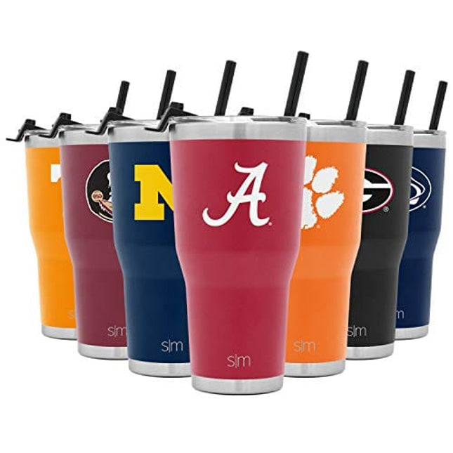 Simple Modern Officially Licensed Collegiate Alabama Crimson Tide Tumbler with Straw and Flip Lid | Insulated Stainless Steel 30oz Thermos | Cruiser Collection | The University of Alabama