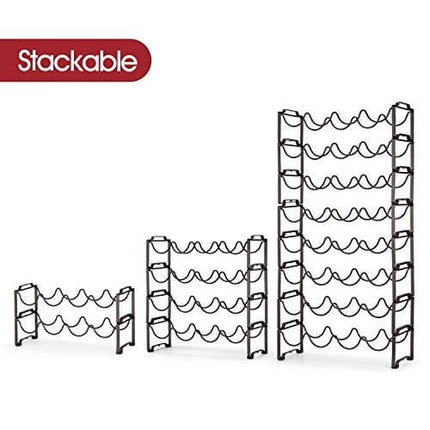 Simple Trending 4-Tier Stackable Wine Rack, Standing Bottles Holder Organizer, Wine Storage Shelf, Towel Rack for Kitchen Pantry Cabinet, Hold 16 Bottles, Bronze