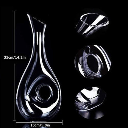 USBOQO HBS 1.2 Liters Lead-Free Premium Crystal Glass Red Wine Decanter, Clear