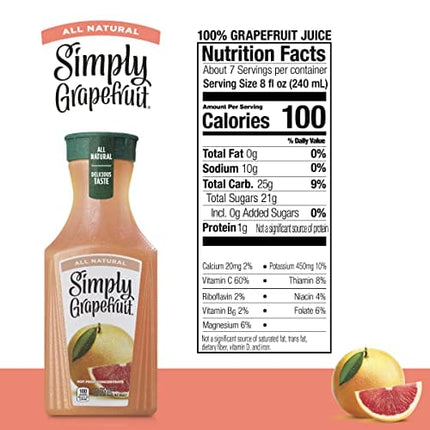 Simply Grapefruit Juice, 52 fl oz, 100% Juice, Not from Concentrate