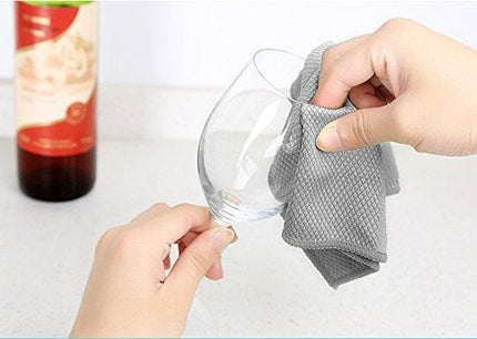 SINLAND Microfiber Cleaning Cloth for Stainless Steel Appliances Wine Glass Window Polishing Towels Grey 16Inch X 16Inch Pack of 6