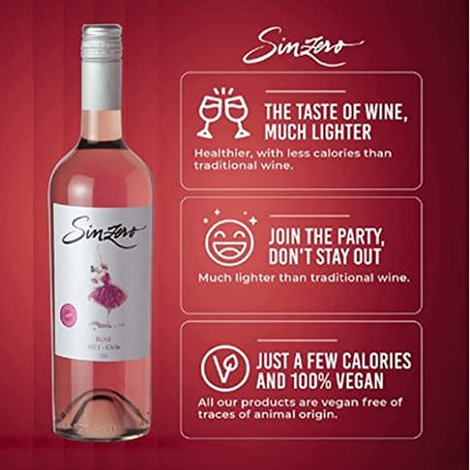 SINZERO Rose - Non Alcoholic Rose Wine - Low Calories, Vegan Suitable, 25.4 FlOz