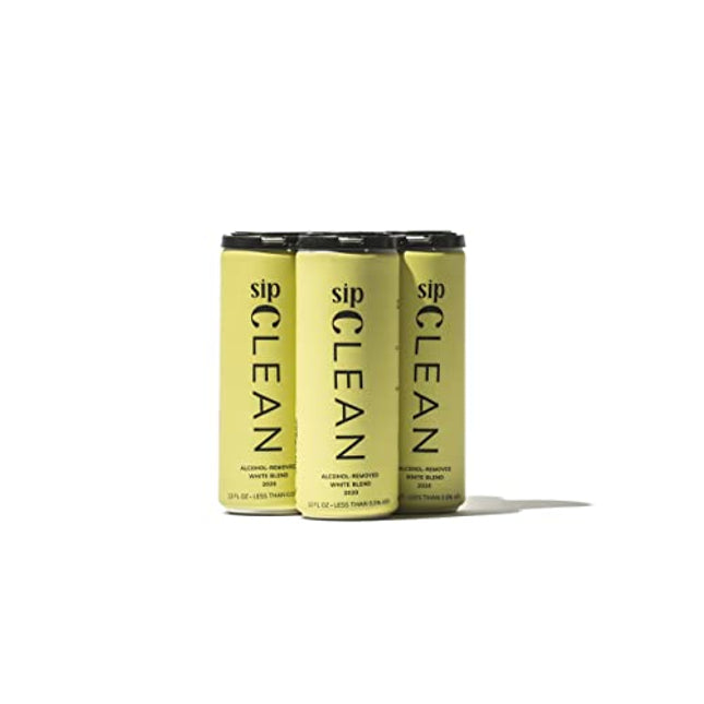 SipClean Low Alcohol White Wine .5% 4 Pack- No Added Sugar Sparkling Non Alcoholic Wine