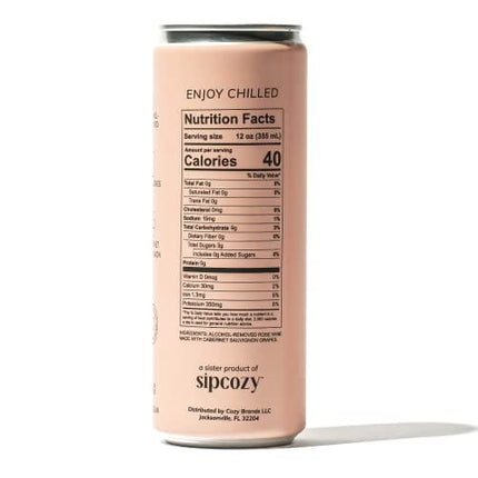 SipClean Low Alcohol Wine .5% Rosé 4 Pack - No Added Sugar Sparkling Wine Non Alcoholic Wine