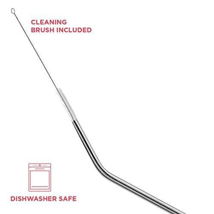 SipWell Stainless Steel Drinking Straws, Set of 4, Free Cleaning Brush Included