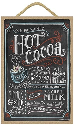 SJT ENTERPRISES, INC. Old Fashioned Hot Cocoa (Colorful) 7" x 10.5" Wood Plaque Sign Featuring The Chalk Artwork of Ampersand (SJT14812)