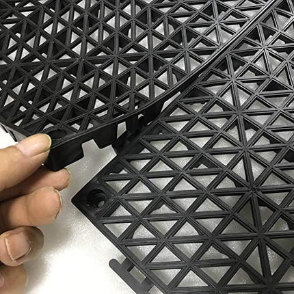 4pcs Modular Interlocking Cushion 11.5" x 11.5" Floor Tile Mat Mats Drain Pool Shower Home Indoor/Outdoor (Black)