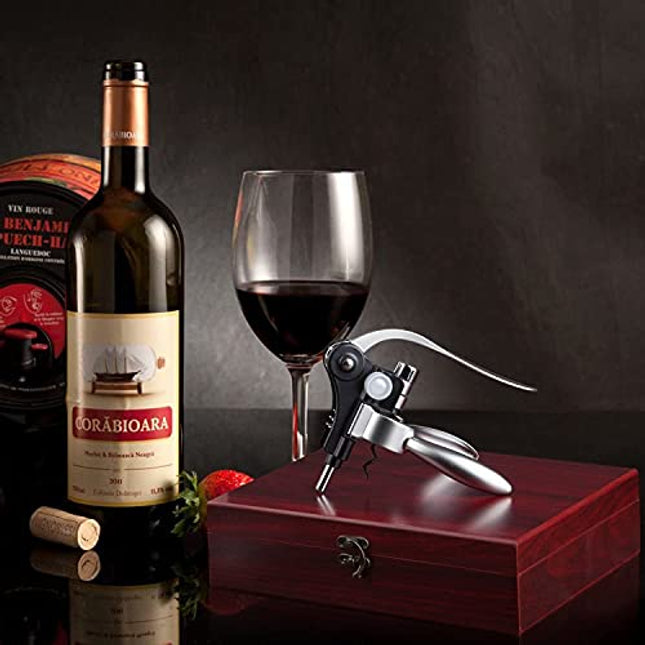 Wine Opener Set - Smaier Corkscrew,Wine Accessories Areator Wine Opener Kit Gift Set with Wood Case