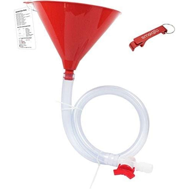 SMOQIO Beer Bong Funnel with Valve, Single Header, Bonus Bottle Opener, 1 Pack