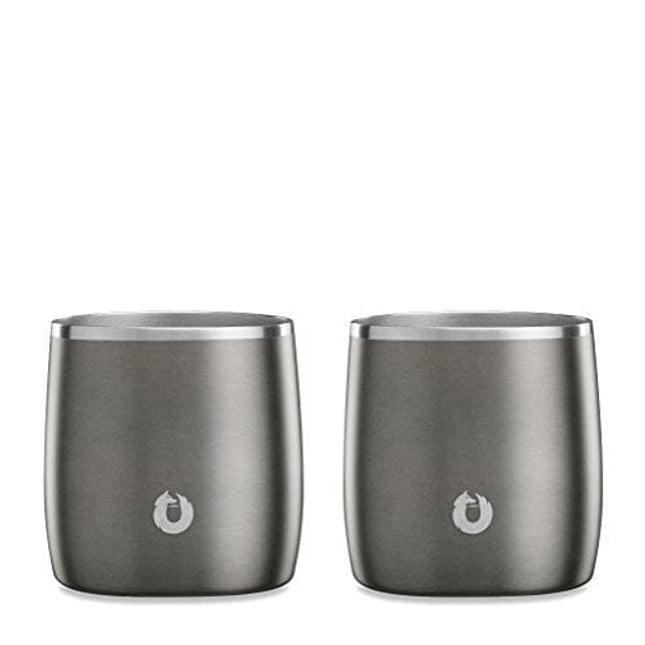 SNOWFOX Elegance Collection Insulated Stainless Steel Old Fashioned/Whiskey Glasses, Whiskey Rocks Glasses, Set of 2, Olive Grey