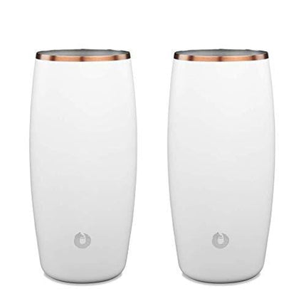 SNOWFOX Insulated Stainless Steel Beer Glass, 16.9-Ounce Set, White/Gold