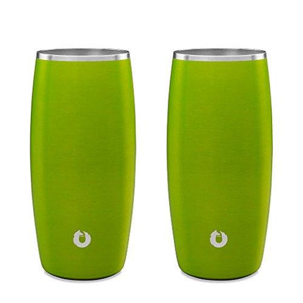 Snowfox Stainless Steel Beer Glass, 16.9-Ounce Set, Metallic Green