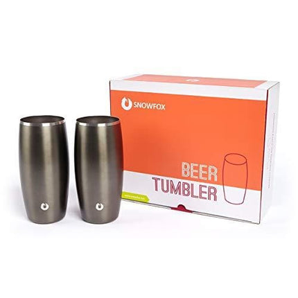 Snowfox Stainless Steel Beer Glass, 16.9-Ounce Set, Metallic Green