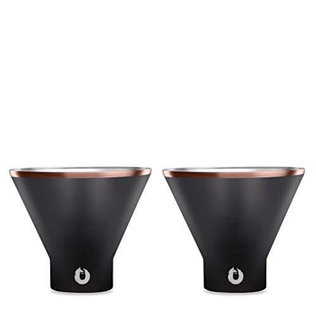 Snowfox Stainless Steel Cocktail, Margarita and Martini Glasses, Set of 2, Black/Gold