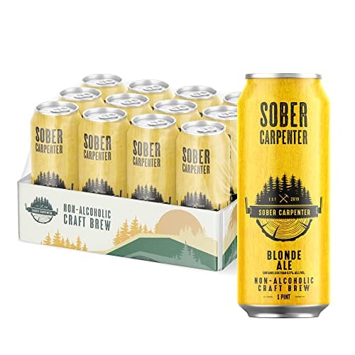 Sober Carpenter NA Craft Beer - Blonde Ale Non Alcoholic 12 pack /16 oz Cans of Low-Calorie, Award Winning, All Natural Ingredients for a Great Tasting Drink