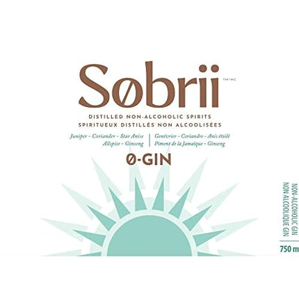 Sobrii Non-Alcoholic Gin, Distilled Using a Traditional Blend of Botanicals, Zero Sugar, 750 ml