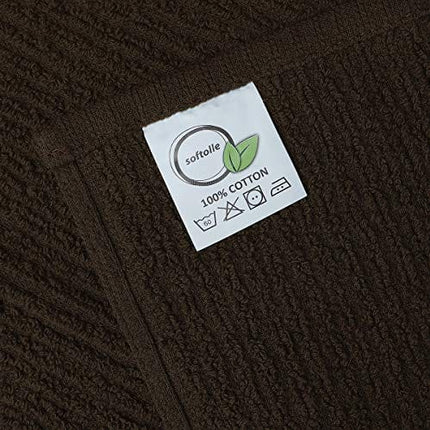 Softolle Kitchen Towels, Pack of 12 Bar Mop Towels -16x19 Inches -100% Cotton White Towels - Super Absorbent Bar Towels, Multi-Purpose for Home, Kitchen and Bar Cleaning (Brown)
