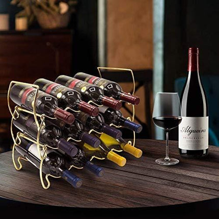 Sorbus 3-Tier Stackable Wine Rack - Classic Style Wine Racks for Bottles - Perfect for Bar, Wine Cellar, Basement, Cabinet, Pantry, etc - Hold 12 Bottles, Metal (Copper)