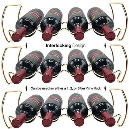 Sorbus 3-Tier Stackable Wine Rack - Classic Style Wine Racks for Bottles - Perfect for Bar, Wine Cellar, Basement, Cabinet, Pantry, etc - Hold 12 Bottles, Metal (Copper)