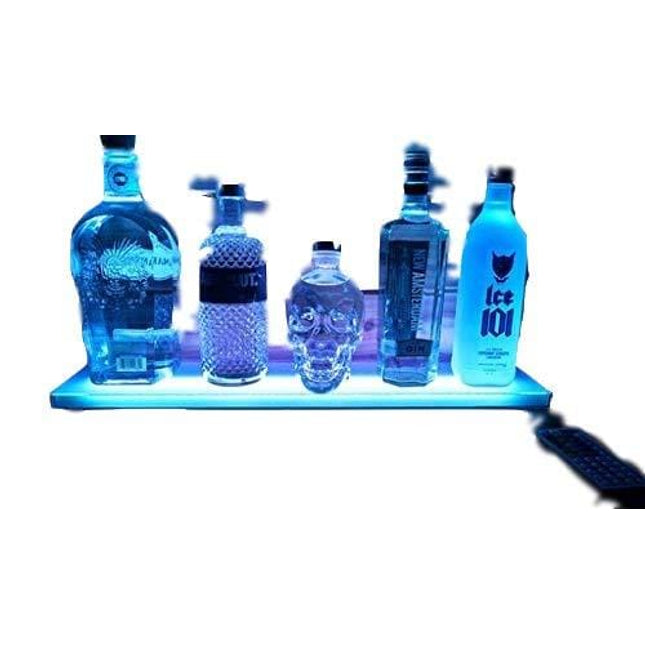 SPARIK ENJOY Home Lighting Wall-Acrylic Mounted Wine Racks - 2 Ft LED Lighted Liquor Bottle Display Shelf Includes Infrared Remote Control