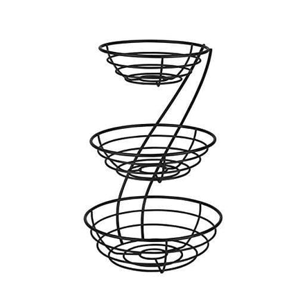Spectrum Diversified Euro Arched Server Contemporary Stacked, 3-Tier Bowls for Modern Kitchen Counters, Sleek Fruit Basket Stand, One, Black