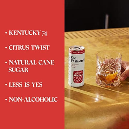 SPIRITLESS Old Fashioned | Non-Alcoholic Pour-Over Old Fashioned Cans | Ready to Drink or Mocktail & Cocktail Mixer | Non-GMO & Vegan | 45 Calories | 8.45 Fl Oz Cans (Pack of 12)