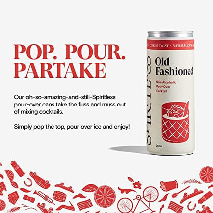 SPIRITLESS Old Fashioned | Non-Alcoholic Pour-Over Old Fashioned Cans | Ready to Drink or Mocktail & Cocktail Mixer | Non-GMO & Vegan | 45 Calories | 8.45 Fl Oz Cans (Pack of 12)