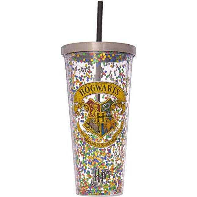 Spoontiques Hogwarts Glitter Cup w/Straw