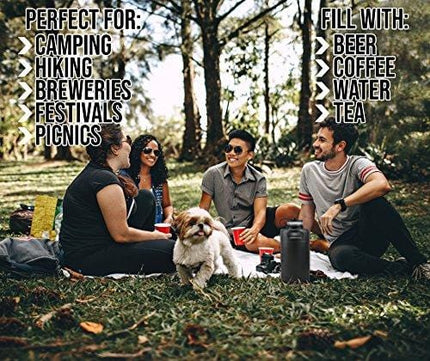 Bronco Blue Vacuum Insulated 64oz Stainless Steel Mini Keg Beer Growler