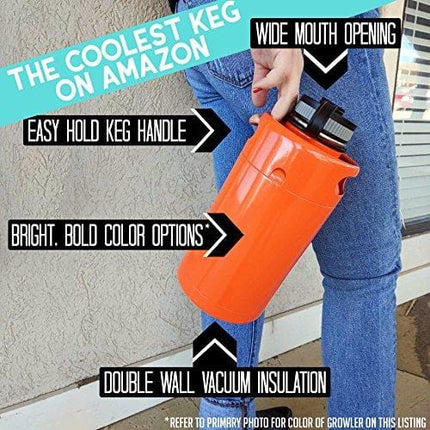 Bronco Blue Vacuum Insulated 64oz Stainless Steel Mini Keg Beer Growler