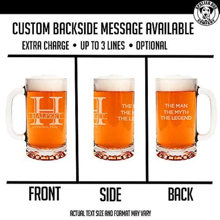 Personalized Etched 16oz Glass Beer Mug, Groomsmen Gift, Best gift for Him, Men Dad or Husband gift, Halpert