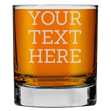 Personalized Etched Custom Message 10.25oz Whiskey Rocks Glass | Your Text Here