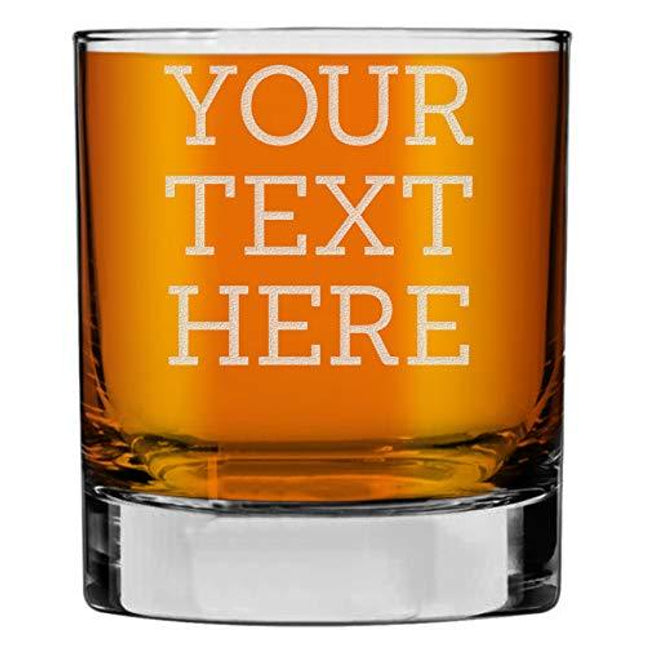 Personalized Etched Custom Message 10.25oz Whiskey Rocks Glass | Your Text Here