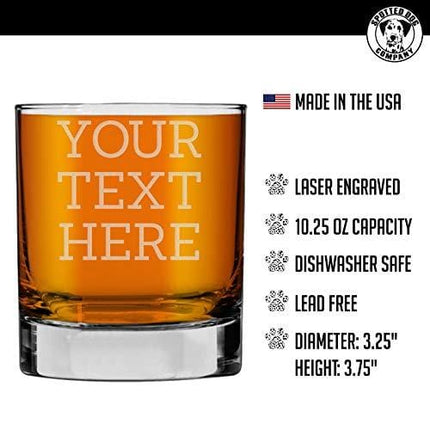 Personalized Etched Custom Message 10.25oz Whiskey Rocks Glass | Your Text Here