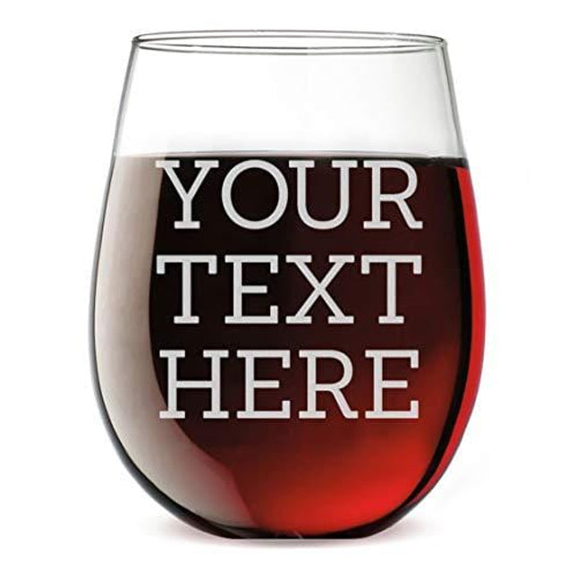 Personalized Etched Custom Text 17oz Clear Stemless Wine Glass | Your Text Here