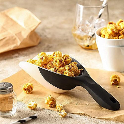Spring Chef Magnetic Ice Scoop, Contoured Translucent Flexi-Plastic with Soft Grip Handle for Ice, Flour, Rice, Popcorn, Pet Food - Set of 2, Black