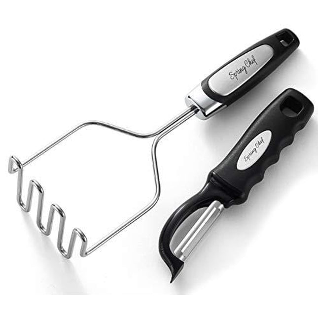Spring Chef Stainless Steel Potato Masher with Easy to Use and Clean Wire Head Best for Mashed Potatoes