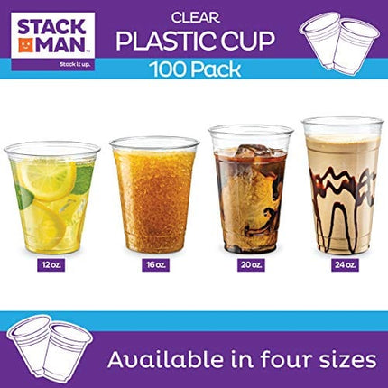 [100 Pack - 16 oz.] Clear Disposable Plastic Cups PET Crystal Clear Disposable 16oz Plastic Cups