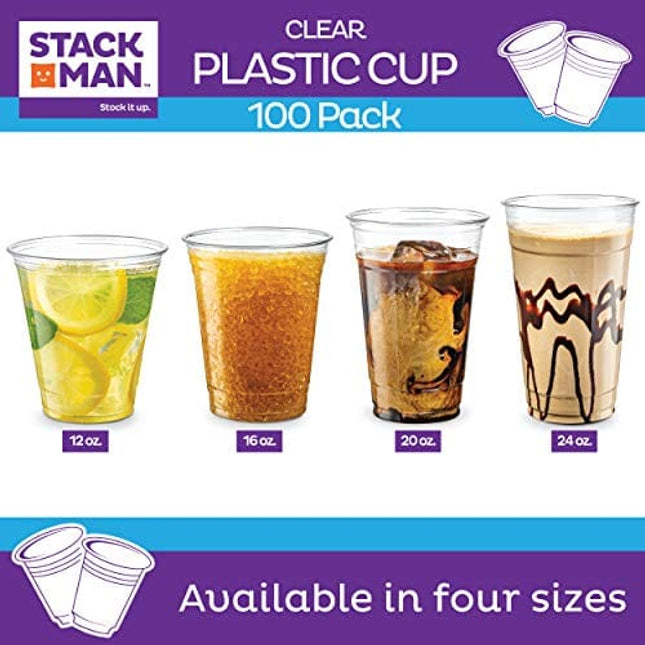 [100 Pack - 16 oz.] Clear Disposable Plastic Cups PET Crystal Clear Disposable 16oz Plastic Cups