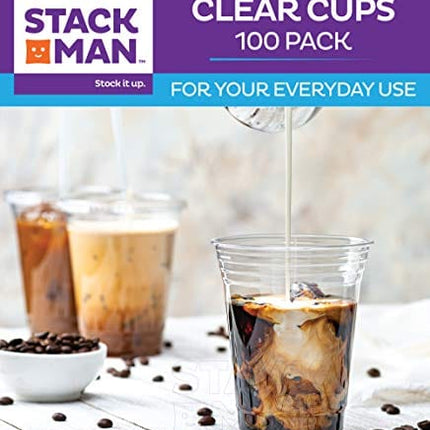 [100 Pack - 16 oz.] Clear Disposable Plastic Cups PET Crystal Clear Disposable 16oz Plastic Cups