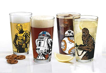 Star Wars Classic Pint Glass Set - 16 oz. Glass Capacity - Set of 4 Glasses - Classic Shape