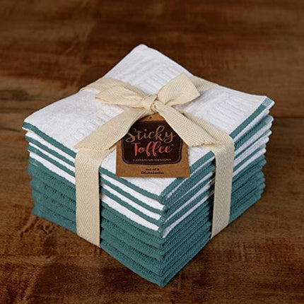 Sticky Toffee Cotton Kitchen Towels Dishcloths Set of 8, Blue and White Dish Cloth Towels, Tea Towels, Reusable and Absorbent Cleaning Cloths, Oeko-Tex Cotton, 12 in x 12 in