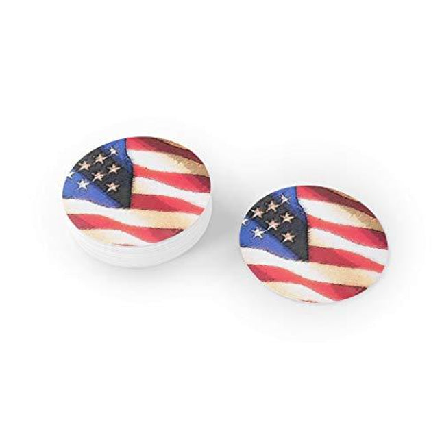 Stonehouse Collection Patriotic Drink Coaster - USA Round Coasters - Disposable, Recyclable- 25 Count Coaster Pack - Thick and Absorbent (Patriotic)
