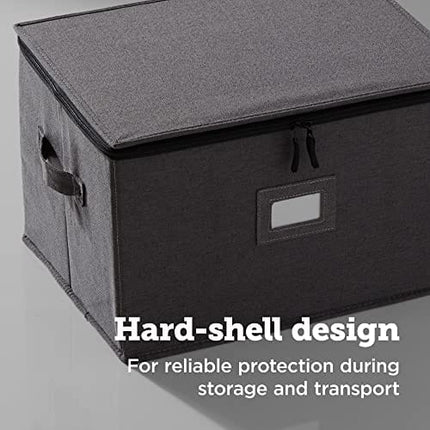 storageLAB China Storage Set, Hard Shell and Stackable, for Dinnerware Storage and Transport, Protects Dishes Cups and Mugs, Felt Plate Dividers Included (Gray, 1 Pack Wine Glass Storage)