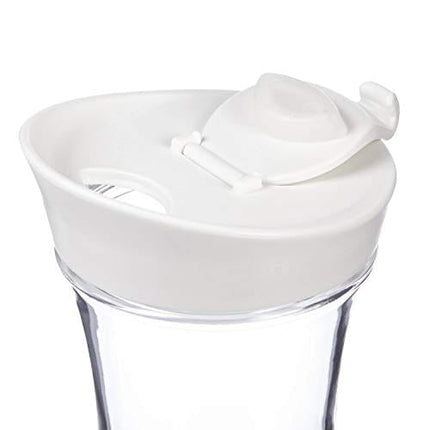 STORi Clear Plastic 50-ounce Square Base Beverage Carafes | set of 2 | White Lids