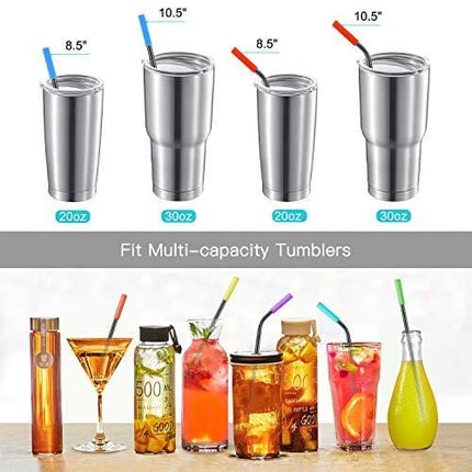 StrawExpert 16 Pack Black Reusable Metal Straws with Silicone Tip & Travel Case & Cleaning Brush,Long Stainless Steel Straws Drinking Straw for 20 and 30 oz Tumbler