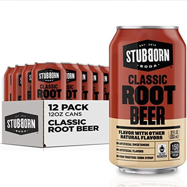 STUBBORN SODA, Classic Root Beer, 12oz Cans (12 Pack)