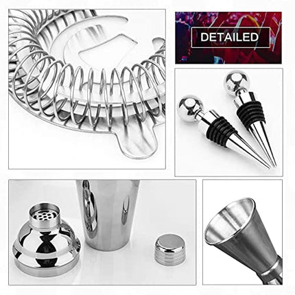 stusgo 22-Piece Cocktail Shaker Set, Bar Set 304 Stainless Steel, Perfect Home Bartending Kit with Stylish Stand for Drinking Mixing Cocktail Making, 24 Oz Barware Tool Sets for Christmas